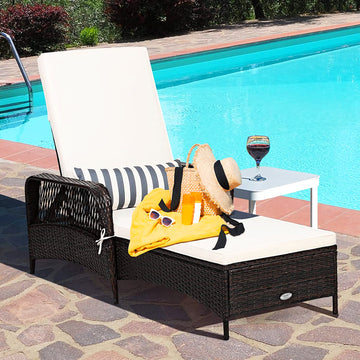 1ピース ウィッカー アウトドア 長椅子 ベージュ クッション付き